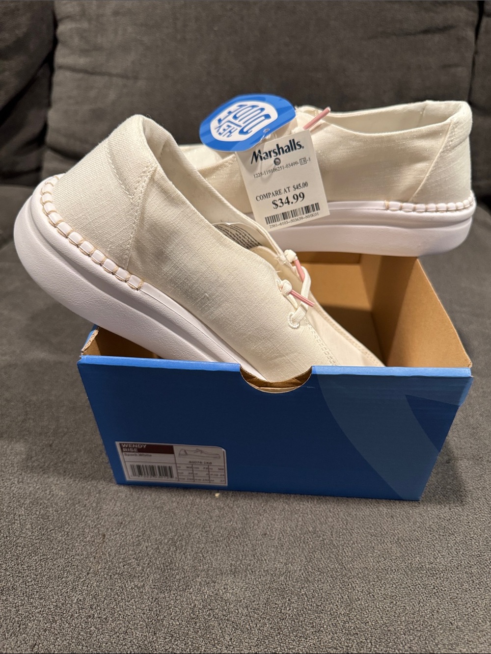 Hey Dude Women's Cream Slip-On Canvas Sneakers w/ very slight golden shimmer